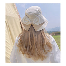Load image into Gallery viewer, Sun Hat Big Black White Pink Khaki Bow Summer Hats For Women Foldable Straw Beach Panama Hat Visor Bow Tie Beach Hat Bucket Cap
