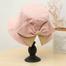 Load image into Gallery viewer, Sun Hat Big Black White Pink Khaki Bow Summer Hats For Women Foldable Straw Beach Panama Hat Visor Bow Tie Beach Hat Bucket Cap
