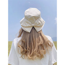 Load image into Gallery viewer, Sun Hat Big Black White Pink Khaki Bow Summer Hats For Women Foldable Straw Beach Panama Hat Visor Bow Tie Beach Hat Bucket Cap
