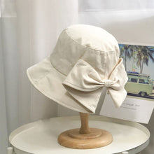 Load image into Gallery viewer, Sun Hat Big Black White Pink Khaki Bow Summer Hats For Women Foldable Straw Beach Panama Hat Visor Bow Tie Beach Hat Bucket Cap
