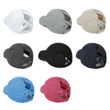 Load image into Gallery viewer, 2024 New Women Ponytail Baseball Caps Criss Cross Messy Bun Snapback Hat Ponycap Trucker Hats Adjustable Outdoor Sports
