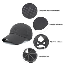 Load image into Gallery viewer, 2024 New Women Ponytail Baseball Caps Criss Cross Messy Bun Snapback Hat Ponycap Trucker Hats Adjustable Outdoor Sports
