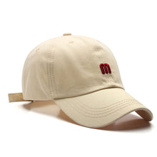 Load image into Gallery viewer, Adjustable Hat M letter Embroidery Peaked Cap Casual Outdoor Plain Baseball Unisex Cap Baseball Basic Cap Solid Color Cotton Sunhat
