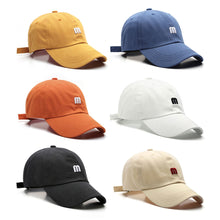 Load image into Gallery viewer, Adjustable Hat M letter Embroidery Peaked Cap Casual Outdoor Plain Baseball Unisex Cap Baseball Basic Cap Solid Color Cotton Sunhat
