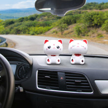 Load image into Gallery viewer, Cute Nod Head Solar Powered Lucky Fortune Cat Wealth Waving Figurines for Home Decorations for Car Decorations and for Gift
