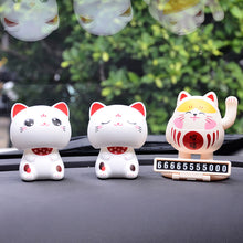 Load image into Gallery viewer, Cute Nod Head Solar Powered Lucky Fortune Cat Wealth Waving Figurines for Home Decorations for Car Decorations and for Gift
