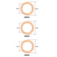 Load image into Gallery viewer, 100Pcs/Box Washer Copper Sealing Solid Gasket Washer Sump Plug Oil For Boat Crush Flat Seal Ring Tools
