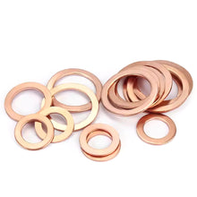 Load image into Gallery viewer, 100Pcs/Box Washer Copper Sealing Solid Gasket Washer Sump Plug Oil For Boat Crush Flat Seal Ring Tools

