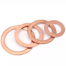 Load image into Gallery viewer, 100Pcs/Box Washer Copper Sealing Solid Gasket Washer Sump Plug Oil For Boat Crush Flat Seal Ring Tools

