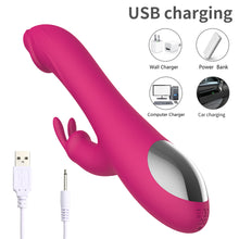 Load image into Gallery viewer, Rechargeable Double G-spot Rabbit Vibrating Massage Stick for Women Retractable Vibrator Sex Toys

