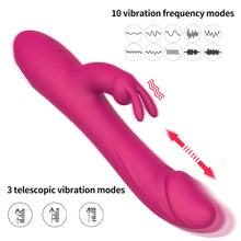 Load image into Gallery viewer, Rechargeable Double G-spot Rabbit Vibrating Massage Stick for Women Retractable Vibrator Sex Toys
