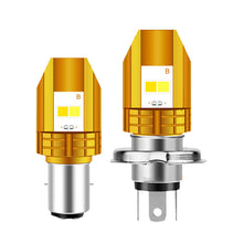 Load image into Gallery viewer, Motorcycle H6 BA20D H4 LED Headlight Bulb Double Colours White and Yellow LED 12V
