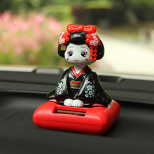 Load image into Gallery viewer, Japanese-Style Yuji Solar-Powered Bobble Doll Kimono Girl Shaking Head Nod Head Doll Car Decoration Gift Creative Interior Automotive
