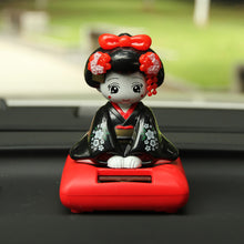 Load image into Gallery viewer, Japanese-Style Yuji Solar-Powered Bobble Doll Kimono Girl Shaking Head Nod Head Doll Car Decoration Gift Creative Interior Automotive
