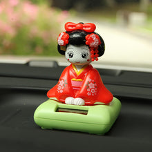 Load image into Gallery viewer, Japanese-Style Yuji Solar-Powered Bobble Doll Kimono Girl Shaking Head Nod Head Doll Car Decoration Gift Creative Interior Automotive
