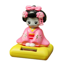Load image into Gallery viewer, Japanese-Style Yuji Solar-Powered Bobble Doll Kimono Girl Shaking Head Nod Head Doll Car Decoration Gift Creative Interior Automotive
