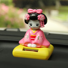 Load image into Gallery viewer, Japanese-Style Yuji Solar-Powered Bobble Doll Kimono Girl Shaking Head Nod Head Doll Car Decoration Gift Creative Interior Automotive
