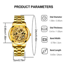 Load image into Gallery viewer, 1Pc Men Fashion 3D Gold Dragon Calendar Watch Set Men Quartz Stainless Steel Watches
