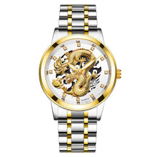 Load image into Gallery viewer, 1Pc Men Fashion 3D Gold Dragon Calendar Watch Set Men Quartz Stainless Steel Watches
