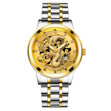 Load image into Gallery viewer, 1Pc Men Fashion 3D Gold Dragon Calendar Watch Set Men Quartz Stainless Steel Watches
