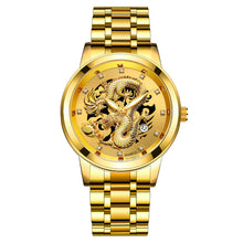 Load image into Gallery viewer, 1Pc Men Fashion 3D Gold Dragon Calendar Watch Set Men Quartz Stainless Steel Watches
