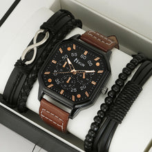 Load image into Gallery viewer, 1Pc Fashion Square Dial Leather Mens Watches Luxury Sport Watch Man Quartz WristWatches
