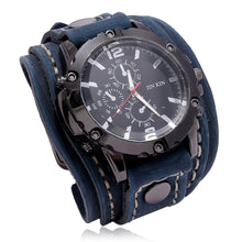 Load image into Gallery viewer, Mens Quartz Watches Luxury Wristwatch Cowhide Watchband Punk Style Watch for Men Wide Genuine Leather Bracelets
