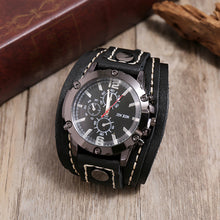 Load image into Gallery viewer, Mens Quartz Watches Luxury Wristwatch Cowhide Watchband Punk Style Watch for Men Wide Genuine Leather Bracelets
