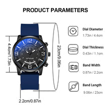 Load image into Gallery viewer, 1Pc Fashion Men Watch Luxury Sport Mens Blue Glass Watches Silicone Wristwatch Stereo Numeral Watches

