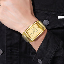 Load image into Gallery viewer, 1Pc Men's Watches Luxury Fashion Square Quartz Wrist Watch Waterproof Calendar Silver Gold Watch for Men
