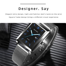 Load image into Gallery viewer, 1Pc Men's Watches Luxury Fashion Square Quartz Wrist Watch Waterproof Calendar Silver Gold Watch for Men
