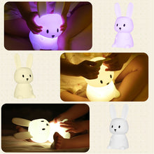Load image into Gallery viewer, Rabbit Silicone LED Night Light Pat Sensor Rechargeable Lamp Kids Bedroom Decor Cartoon Animal Night Lamp Christmas Gifts
