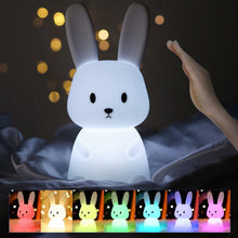 Load image into Gallery viewer, Rabbit Silicone LED Night Light Pat Sensor Rechargeable Lamp Kids Bedroom Decor Cartoon Animal Night Lamp Christmas Gifts
