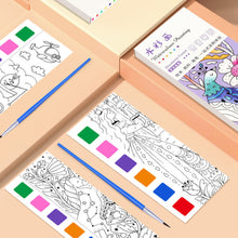 Load image into Gallery viewer, 12 Sheets Portable Children Watercolor Painting Book Paint with Water Brush Kids Gouache Graffiti Picture Coloring Drawing Toys Gifts
