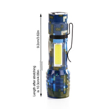 Load image into Gallery viewer, Outdoor Camo XPE Lamp Bead Zoom Long Range Flashlight Side Light COB Aluminum Alloy Flashlight USB Charging
