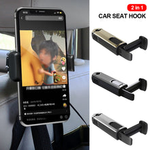 Load image into Gallery viewer, 2 in 1 Car Seat Hook Rear Row Hanger Phone Holder Stable Headrest Hanging Hook Hidden
