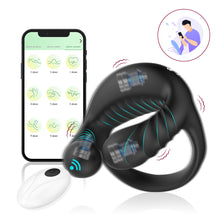 Load image into Gallery viewer, APP Remote Control Three Vibration Wearable Charging Silicone Delay Lock Ring Delay Ejaculation Male Silicone Sex Toy
