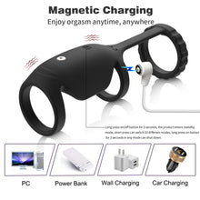 Load image into Gallery viewer, Triple Ring Charging Silicone Delayed Sperm Locking Ring Couple Supplies Blocking and Restoring Ring Sex Toys
