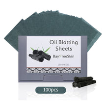 Load image into Gallery viewer, Bamboo Charcoal Oil Control Film Blotting Paper 100pcs Face Oil Blotting Paper Portable Face Wipes Active Paper Facial Oil Control Skin Care Tool
