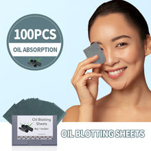 Load image into Gallery viewer, Bamboo Charcoal Oil Control Film Blotting Paper 100pcs Face Oil Blotting Paper Portable Face Wipes Active Paper Facial Oil Control Skin Care Tool
