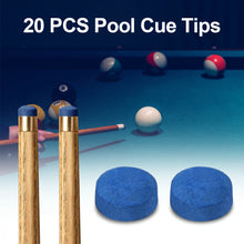 Load image into Gallery viewer, 20PCS 10/12/13MM Pool Cue Leather Tips Thin Monolayer Blue Leather Head With Moisture-Proof Powder Billiards Accessories

