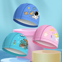 Load image into Gallery viewer, 1PC Children'S PU Coated Swimming Cap Cartoon Print High Elastic Waterproof Ear Protector Breathable Swimming Cap
