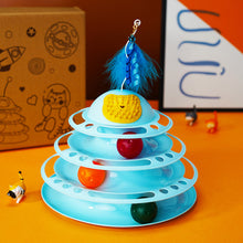 Load image into Gallery viewer, 4 Levels Cat Toy Tower Turntable Roller Balls Toys Interactive Intelligence Training Track Puzzle Funny Games Accessories
