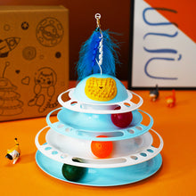 Load image into Gallery viewer, 4 Levels Cat Toy Tower Turntable Roller Balls Toys Interactive Intelligence Training Track Puzzle Funny Games Accessories
