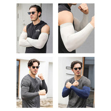 Load image into Gallery viewer, 1 Pair Ice Silk Sports Arm Sleeves Cycling Sun UV Protection Outdoor Travel Running Gym Fitness Cool Summer Arm Sleeves for Man

