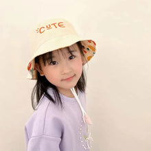 Load image into Gallery viewer, Double Sided Kids Bucket Hat With String Cute Letter Embroidered Boys Girls Fisherman Panama Cap Summer Outdoor Sun Hats Gorras
