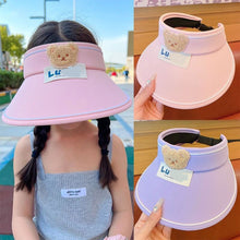 Load image into Gallery viewer, Kids Summer Sun Hat Wide Brim Empty Top Ponytail Cap Beach UV Protection Outdoor Sunscreen Visors Sunshade Girl Bonnet for Children
