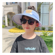 Load image into Gallery viewer, Kids Summer Sun Hat Wide Brim Empty Top Ponytail Cap Beach UV Protection Outdoor Sunscreen Visors Sunshade Girl Bonnet for Children
