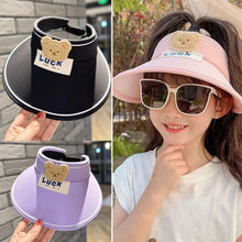 Load image into Gallery viewer, Kids Summer Sun Hat Wide Brim Empty Top Ponytail Cap Beach UV Protection Outdoor Sunscreen Visors Sunshade Girl Bonnet for Children
