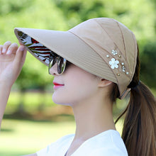 Load image into Gallery viewer, Summer Hollow Hat Wide Brim Fisherman Hat Women Foldable Sunshade Visors Fisherman Cap Female Adjustable Outdoor Sports Bucket Panama Cap
